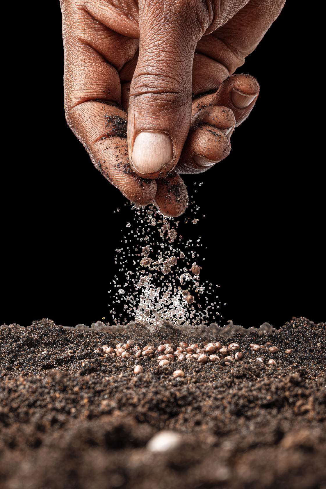 Seeds being sown into soil